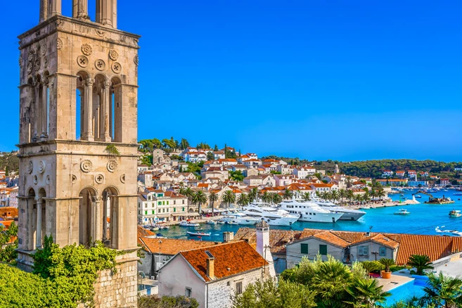 Colorful scenery in mediterranean town Hvar