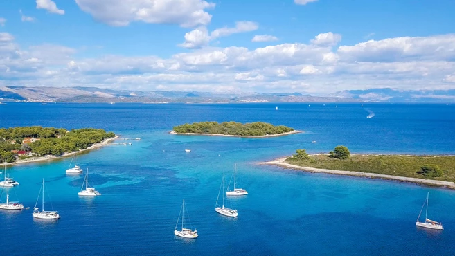 Blue lagoon, island paradise. Adriatic Sea of Croatia