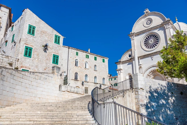 Staircase leading to the Saint James cathedral in Sibenik