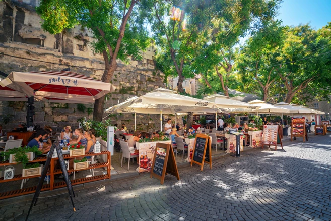 Split, Croatia - Luxury seafood restaurant on the street of Split Old Town