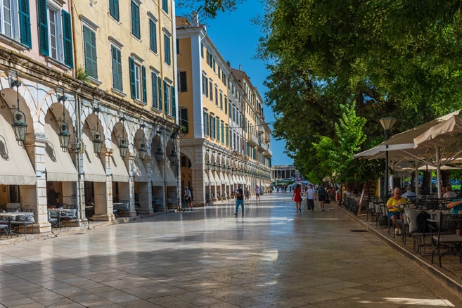 Corfu Listen Arcade, the city's famous promenade