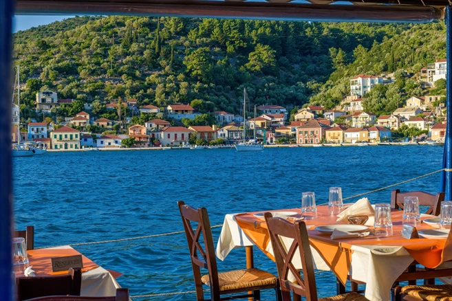 Restaurant in the port of Vathi, Ithaca