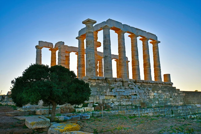 Lavrion, Greece - The ancient Temple of Poseidon at Cape Sounion