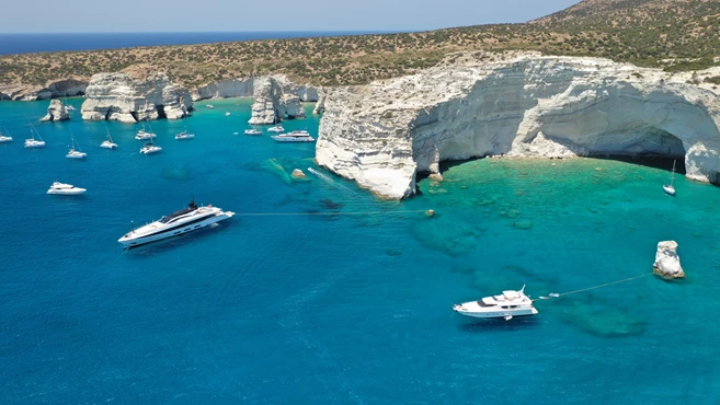 Aerial drone photo of Kleftiko, Milos