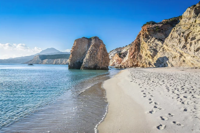 Located on the south side of the Greek island of Milos, Firiplaka Beach