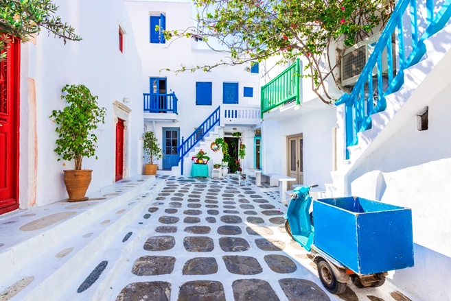 Typical courtyard in Mykonos