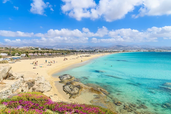 Landscape with Agios Prokopios beach, Naxos island, Greece Cyclades