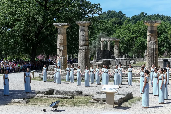 lighting ceremony of the flame for the Olympic Games