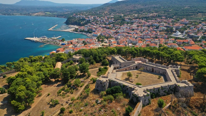 Pylos town with the fortress in the foreground