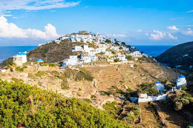 Sifnos Kastro village perched on hillside