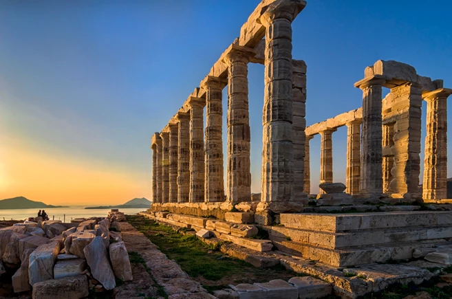 Temple of Poseidon during sunset, Sounion