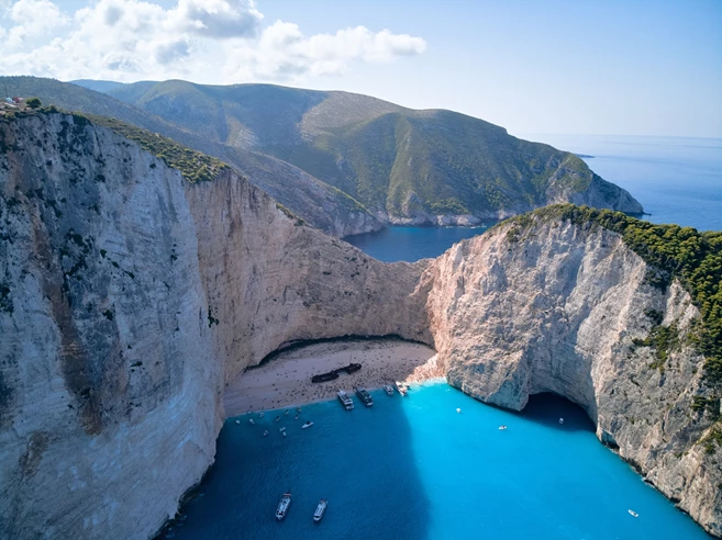 Famosa playa en la isla de Zakynthos