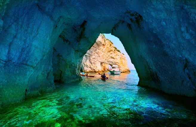 Zakynthos paddling through the famous Blue Caves