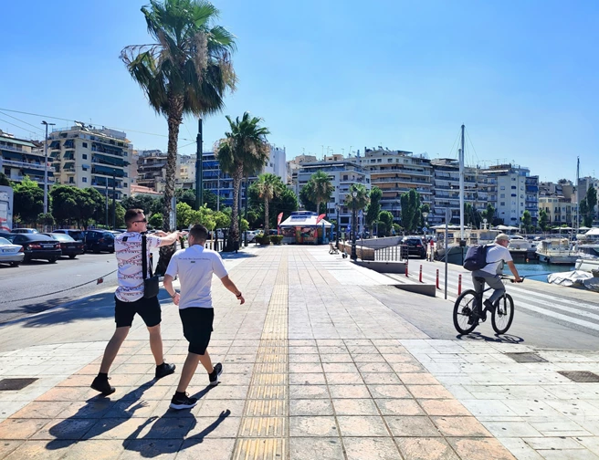 Walking the marina zea harbour waterfront