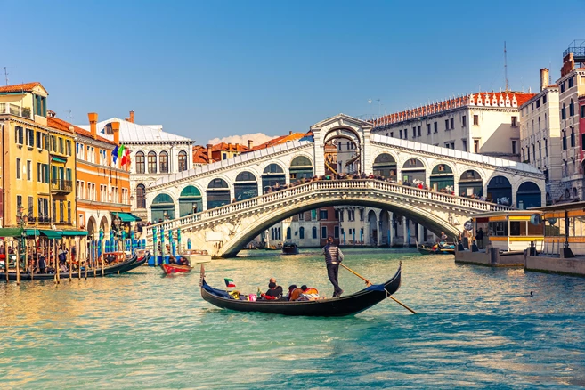 Gondola near Rialto Bridge in Venice