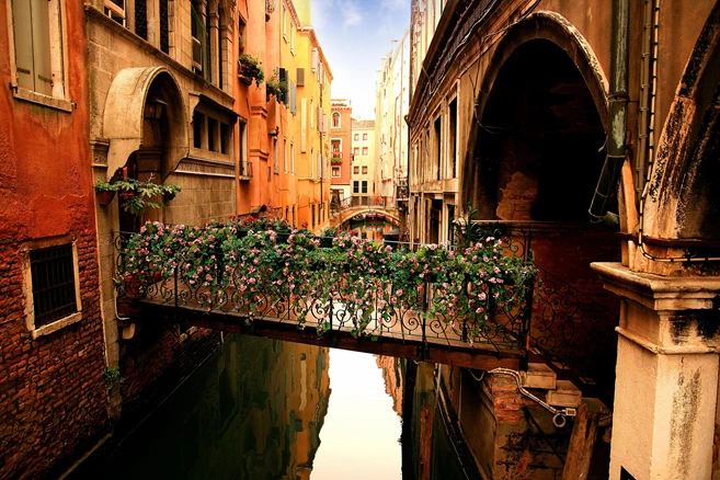 Lovely bridge on the canals of Venice