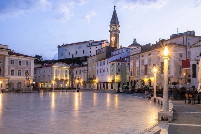 Picturesque Tartini Square in Piran Slovenia