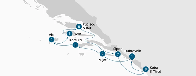 Crucero de lujo por el Adriático desde Dubrovnik