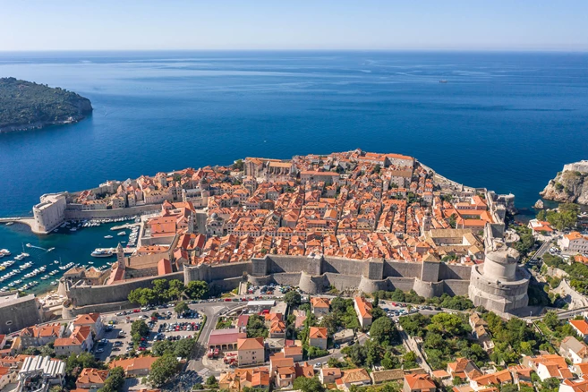 Dubrovnik city old town with view of Lokrum island