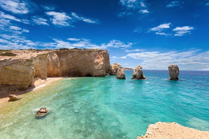 Paradise beach with emerald waters on the Island of Kato Koufonisi