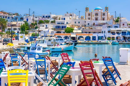 Harbour of the village of Chora, the largest settlement on the island of Lipsi