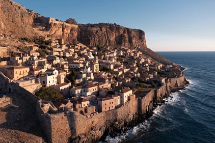 Medieval village of Monemvasia protected by it's mightly walls